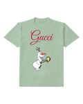 Sage Green Snowman Holding Small Ring Graphic T-Shirt - front product view