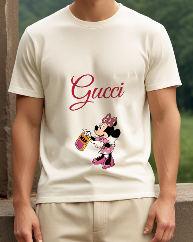 Ivory Mouse Yellow Handbag Graphic T-Shirt - model wearing view