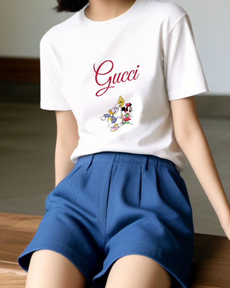 White Minnie And Daisy At Bus Stop Graphic T-Shirt - model wearing view