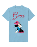 Sky Blue Mouse Seated Pink Hat Graphic T-Shirt - front product view