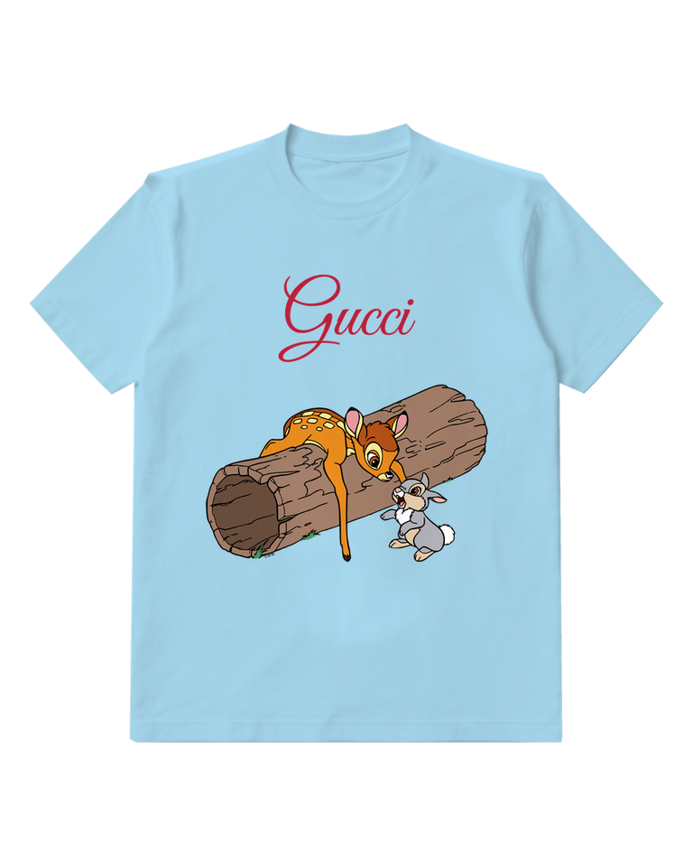 Sky Blue Bambi And Thumper Near Log Graphic T-Shirt - front product view