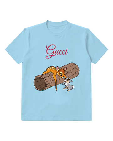 Sky Blue Bambi And Thumper Near Log Graphic T-Shirt - front product view