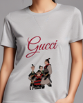 Light Gray Mulan And Li Shang In Military Stance Graphic T-Shirt - model wearing view