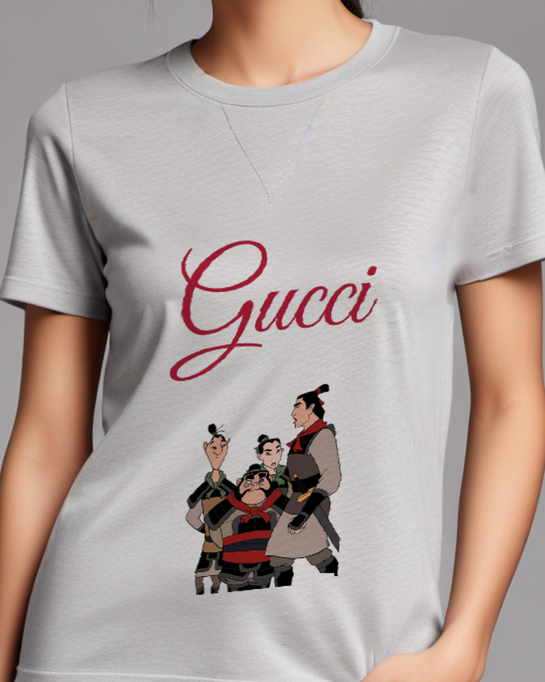 Light Gray Mulan And Li Shang In Military Stance Graphic T-Shirt - model wearing view