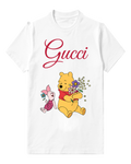 White Winnie The Pooh Holding Flowers Graphic T-Shirt - front product view