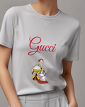 Light Gray Young Man Serving Raccoon Graphic T-Shirt - model wearing view