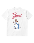 White Belle Kneels Holding Teacup Graphic T-Shirt - front product view
