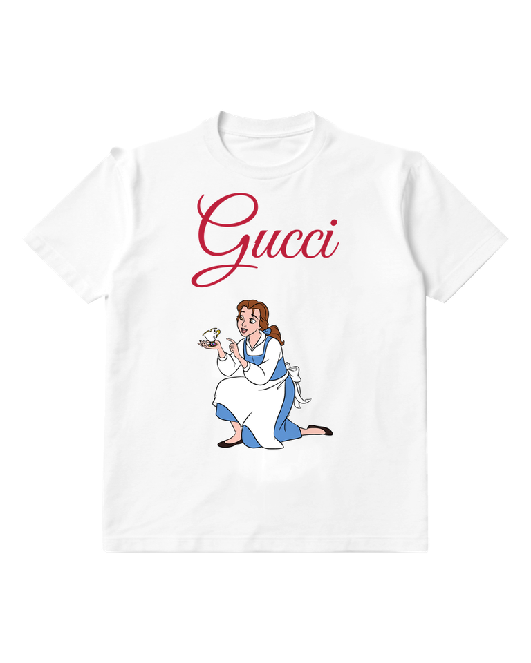 White Belle Kneels Holding Teacup Graphic T-Shirt - front product view