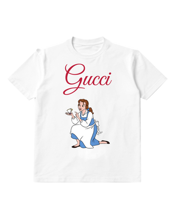 White Belle Kneels Holding Teacup Graphic T-Shirt - front product view