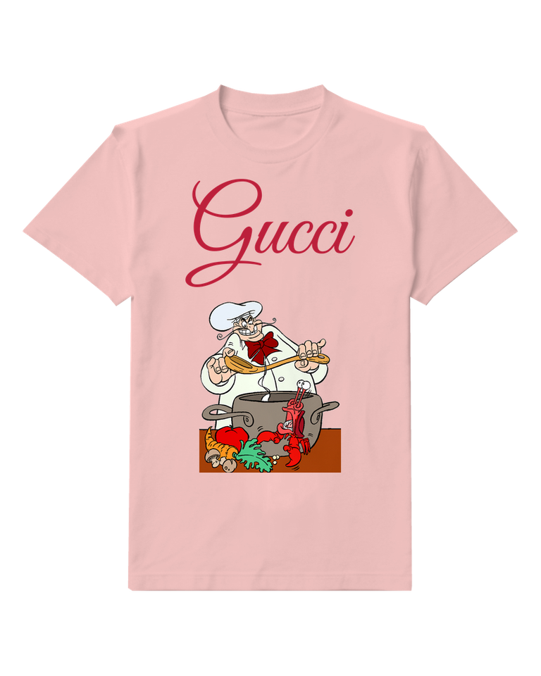 Blush Pink Chef Stirring Cooking Pot Graphic T-Shirt - front product view