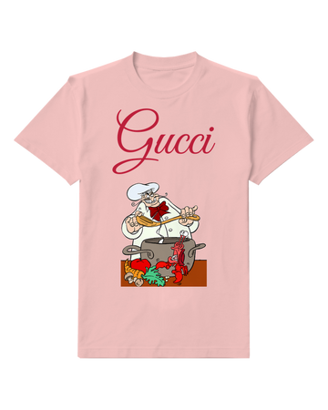 Blush Pink Chef Stirring Cooking Pot Graphic T-Shirt - front product view