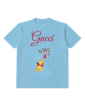 Sky Blue Winnie The Pooh Lifting Piglet With Butterflies Graphic T-Shirt - front product view