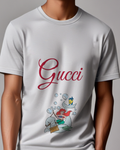 Light Gray Ariel On Dolphin With Flounder Above Graphic T-Shirt - model wearing view