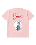 Blush Pink Pale Haired Woman Oval Portrait Graphic T-Shirt - front product view