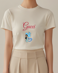 Ivory Jasmine And Genie In Playful Embrace Graphic T-Shirt - model wearing view