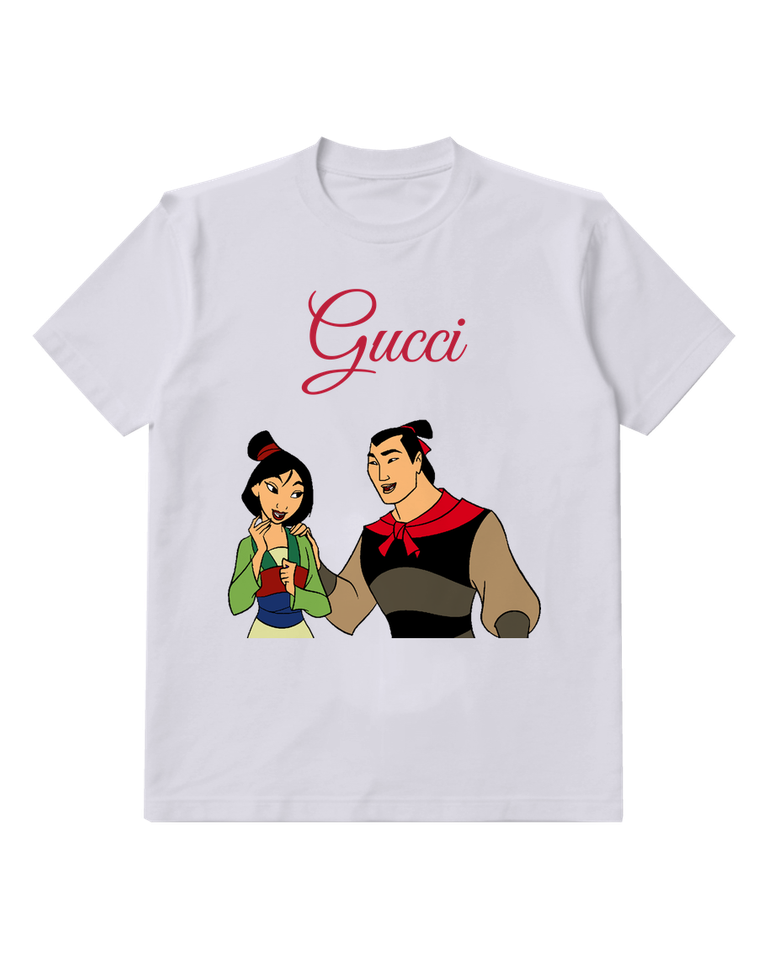 Light Gray Mulan And Li Shang Smiling Together Graphic T-Shirt - front product view
