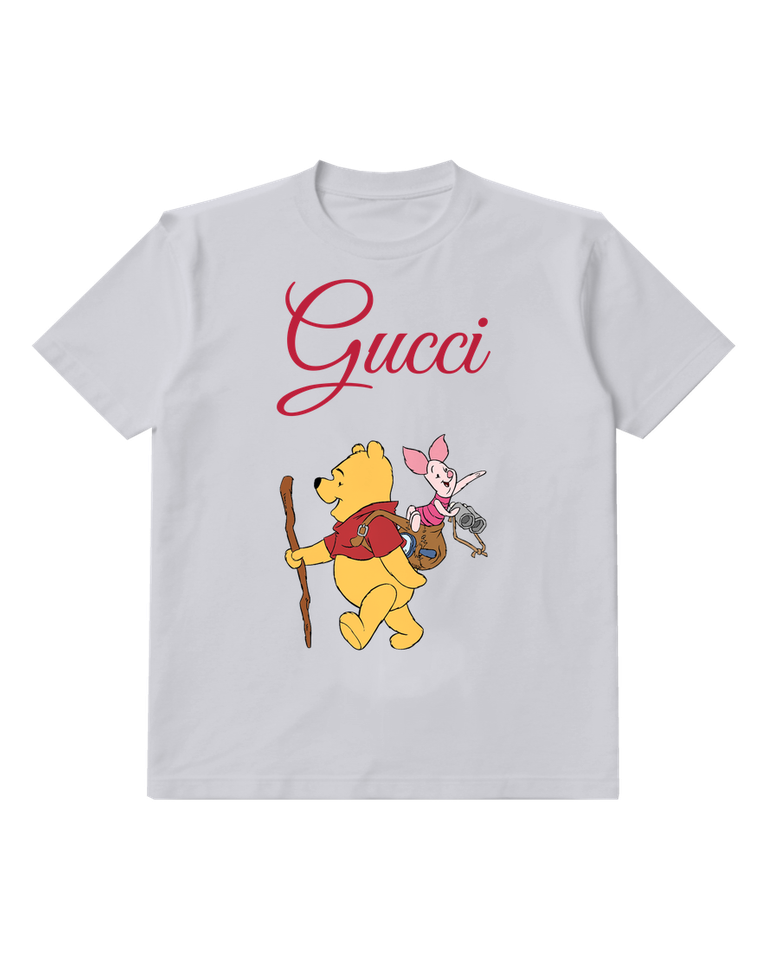 Light Gray Winnie The Pooh Hiking With Piglet Graphic T-Shirt - front product view
