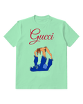 Sage Green Tarzan Balancing On Raised Feet With Terk Graphic T-Shirt - front product view