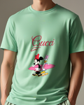 Sage Green Minnie And Daisy Holding Surfboard Graphic T-Shirt - model wearing view