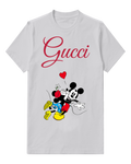 Light Gray Mickey And Minnie In Joyful Embrace Graphic T-Shirt - front product view