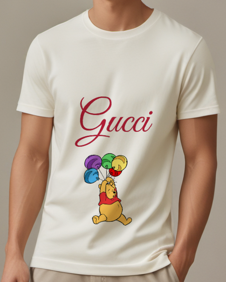Light Gray Bear Five Color Balloons Graphic T-Shirt - front product view