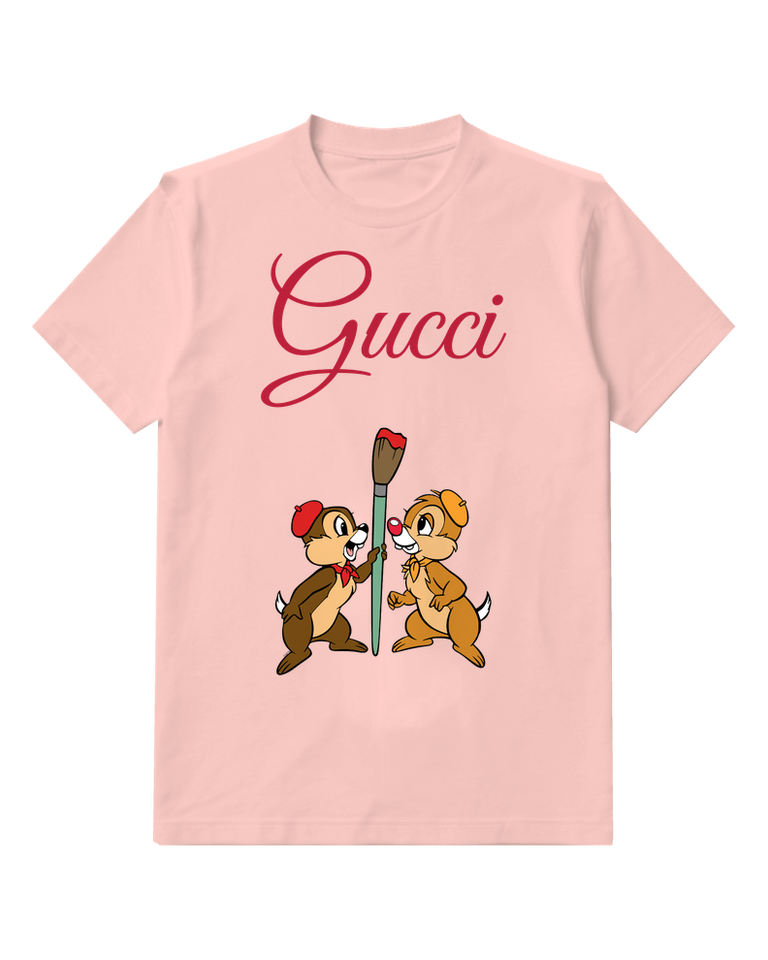 Blush Pink Chip And Dale Holding Giant Paintbrush Graphic T-Shirt - front product view