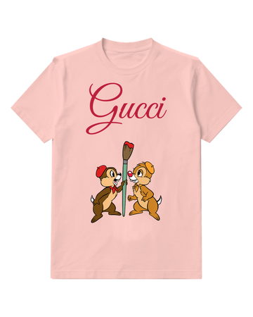 Blush Pink Chip And Dale Holding Giant Paintbrush Graphic T-Shirt - front product view