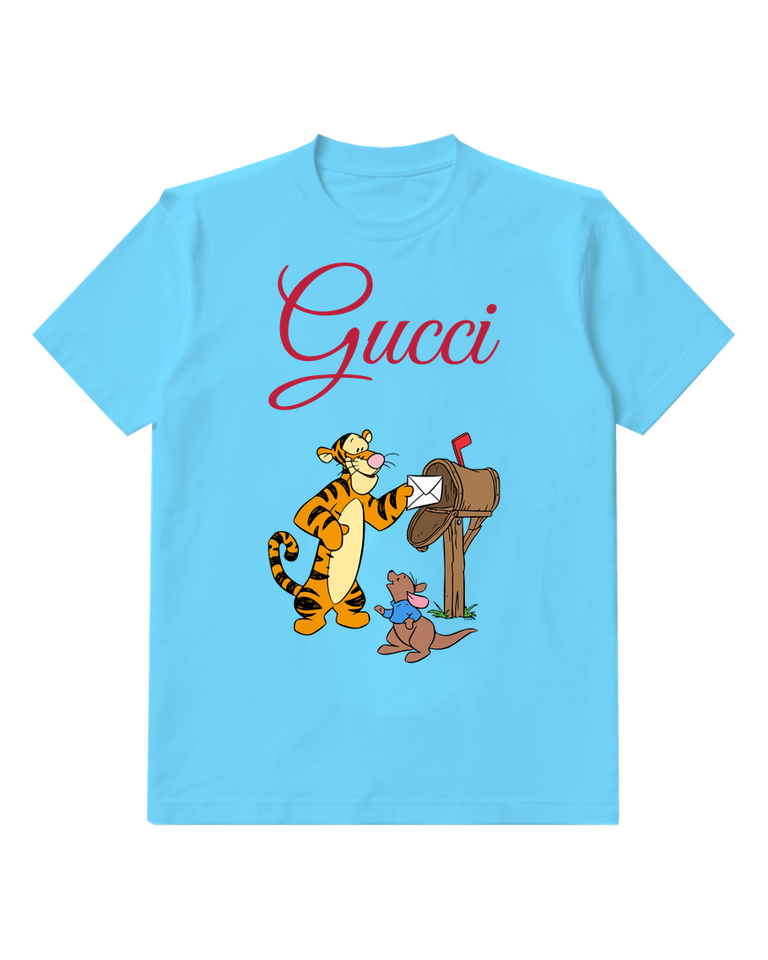 Sky Blue Tigger And Roo At Mailbox Graphic T-Shirt - front product view