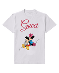 Light Gray Mickey And Minnie Cuddling Together Graphic T-Shirt - front product view