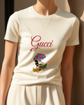 Ivory Mickey Mouse Relaxing Under Umbrella Graphic T-Shirt - model wearing view