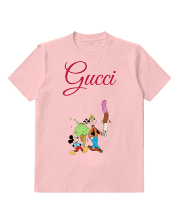 Blush Pink Mickey And Goofy Holding Giant Ice Creams Graphic T-Shirt - front product view