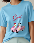 Sky Blue Minnie And Daisy In Pink Convertible Graphic T-Shirt - model wearing view