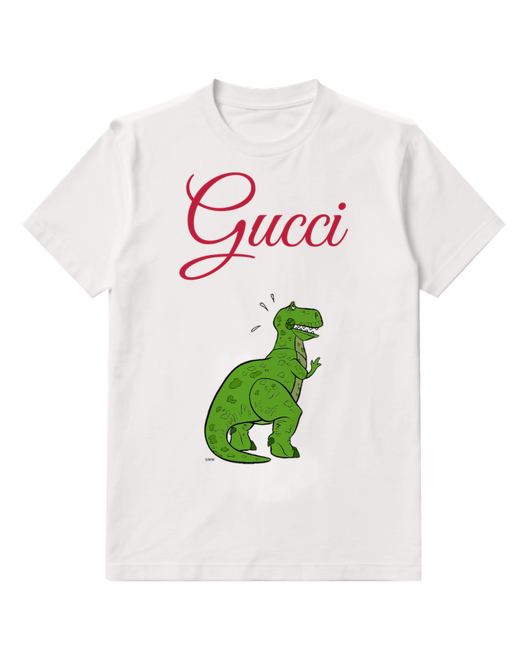 White Green Dinosaur Music Notes Graphic T-Shirt - front product view