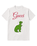White Green Dinosaur Music Notes Graphic T-Shirt - front product view