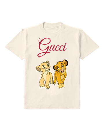 Ivory Simba And Nala Crouching Together Graphic T-Shirt - front product view
