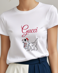 White Pongo And Perdita Standing Close Together Graphic T-Shirt - model wearing view