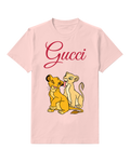 Blush Pink Simba And Nala Sitting Together Graphic T-Shirt - front product view