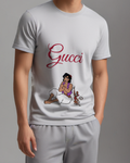 Light Gray Aladdin Sitting Cross Legged Abu Standing Beside Graphic T-Shirt - model wearing view