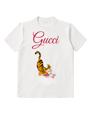 White Tigger And Piglet Playful Embrace Graphic T-Shirt - front product view