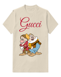 Ivory Two Dwarfs Leaning Together Graphic T-Shirt - front product view