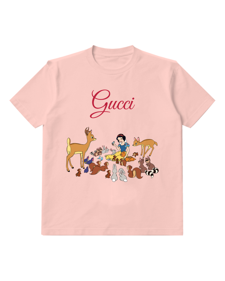 Blush Pink Snow White Feeds Birds And Animals Graphic T-Shirt - front product view