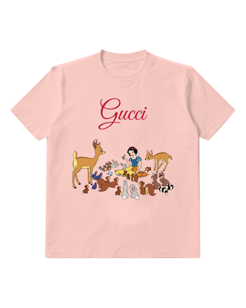 Blush Pink Snow White Feeds Birds And Animals Graphic T-Shirt - front product view