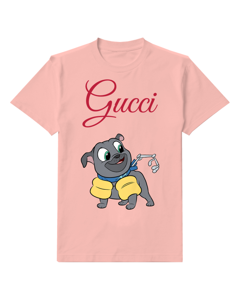 Blush Pink Gray Puppy Yellow Shorts Graphic T-Shirt - front product view