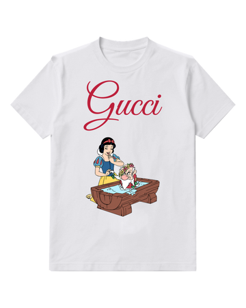 White Snow White Bathes Grumpy In Tub Graphic T-Shirt - front product view