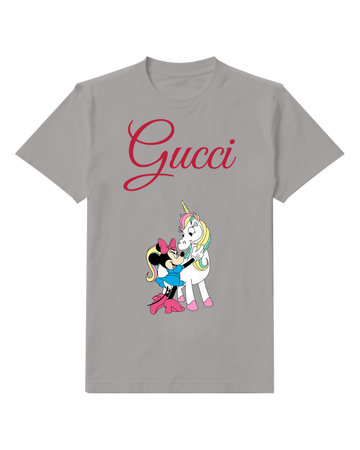 Gray Mouse White Unicorn Friend Graphic T-Shirt - front product view