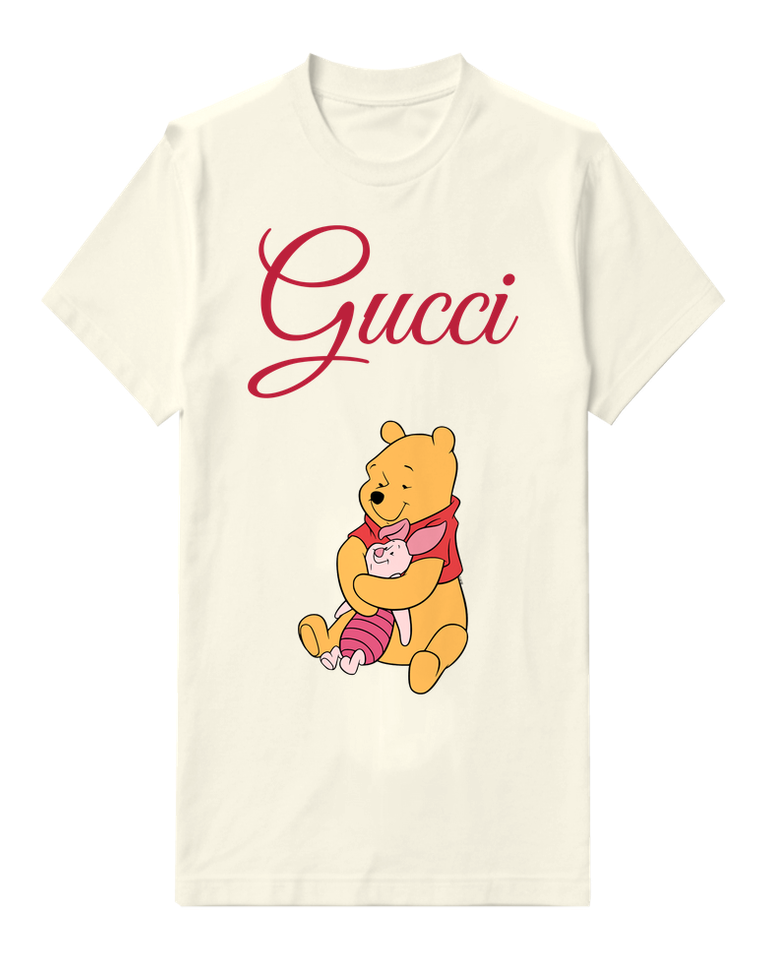 Ivory Pooh Hugging Piglet Warmly Graphic T-Shirt - front product view