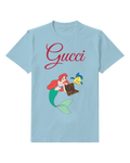 Sky Blue Ariel And Flounder Holding Treasure Chest Graphic T-Shirt - front product view