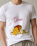 Light Gray Mufasa And Simba Crouching Together Graphic T-Shirt - model wearing view