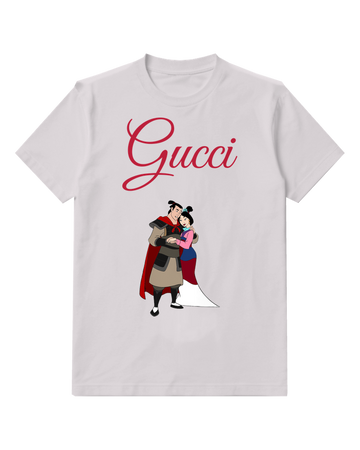 Light Gray Mulan And Li Shang Embracing Graphic T-Shirt - front product view