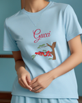 Sky Blue Dragon Tree Branch Graphic T-Shirt - model wearing view